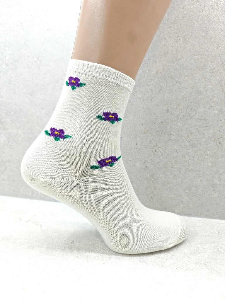 Women's Floral Cotton Socks 6 12 24 Pairs