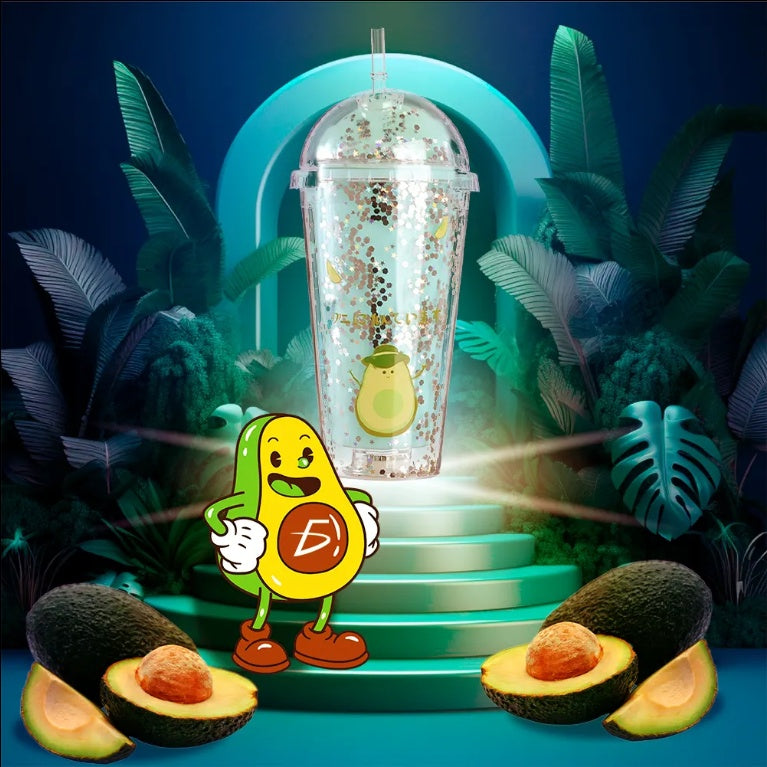 Avocado Design Tumbler With Lid And Straw