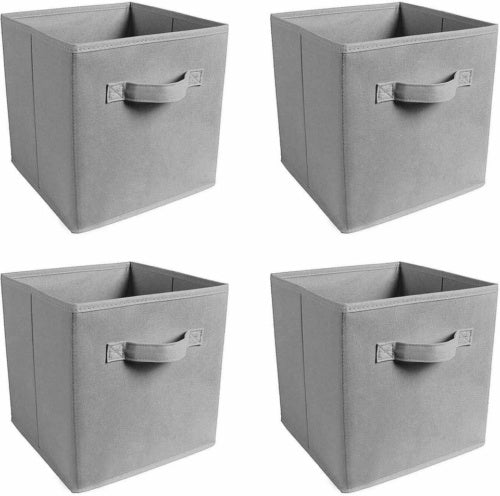 4 Pack Foldable Storage Box Foldable Canvas Drawer Organizer Fabric Cube