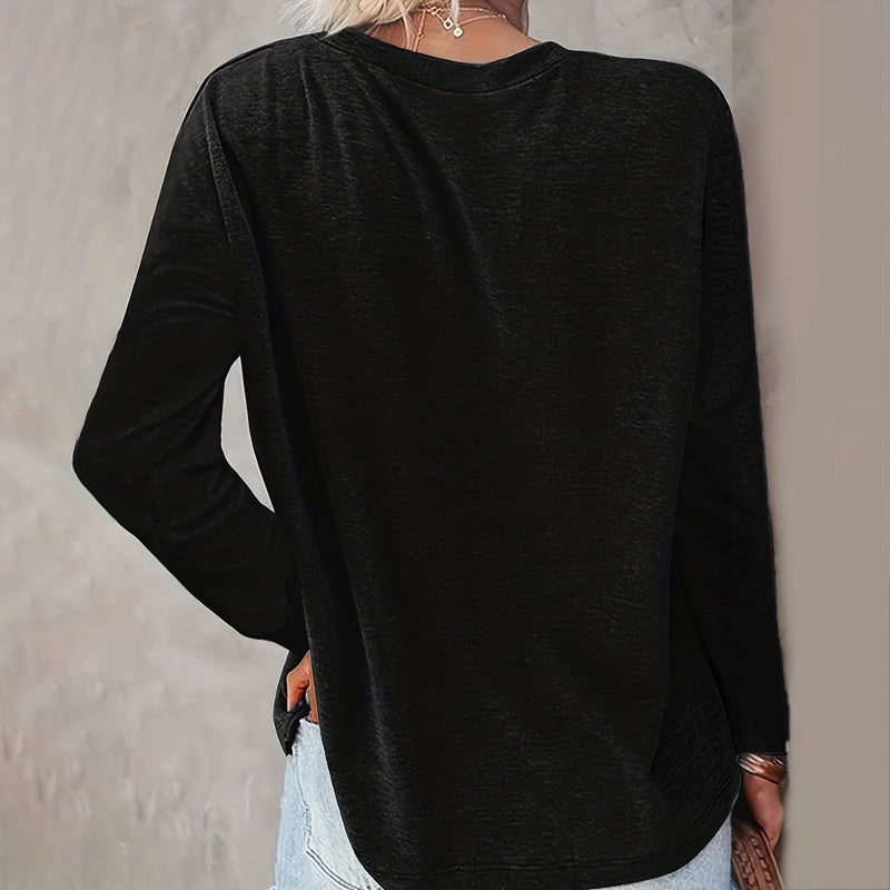 3 Pack Women's Solid Color Casual Set Round Neck Long Sleeve Tops For Spring&Fall