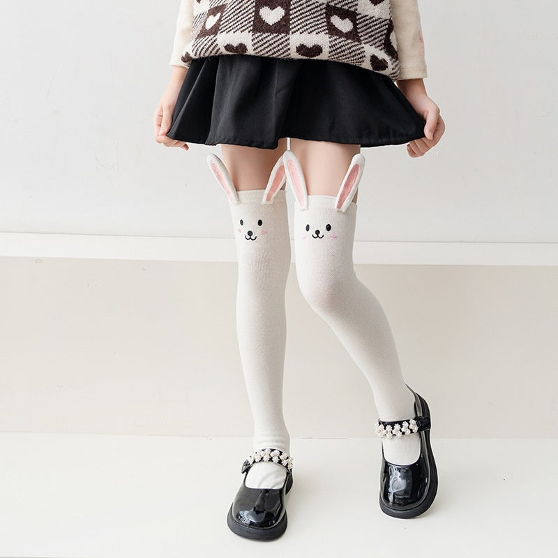 Cute Girl Cartoon Unique Panda Puppy Bunny Princess Style Long Socks