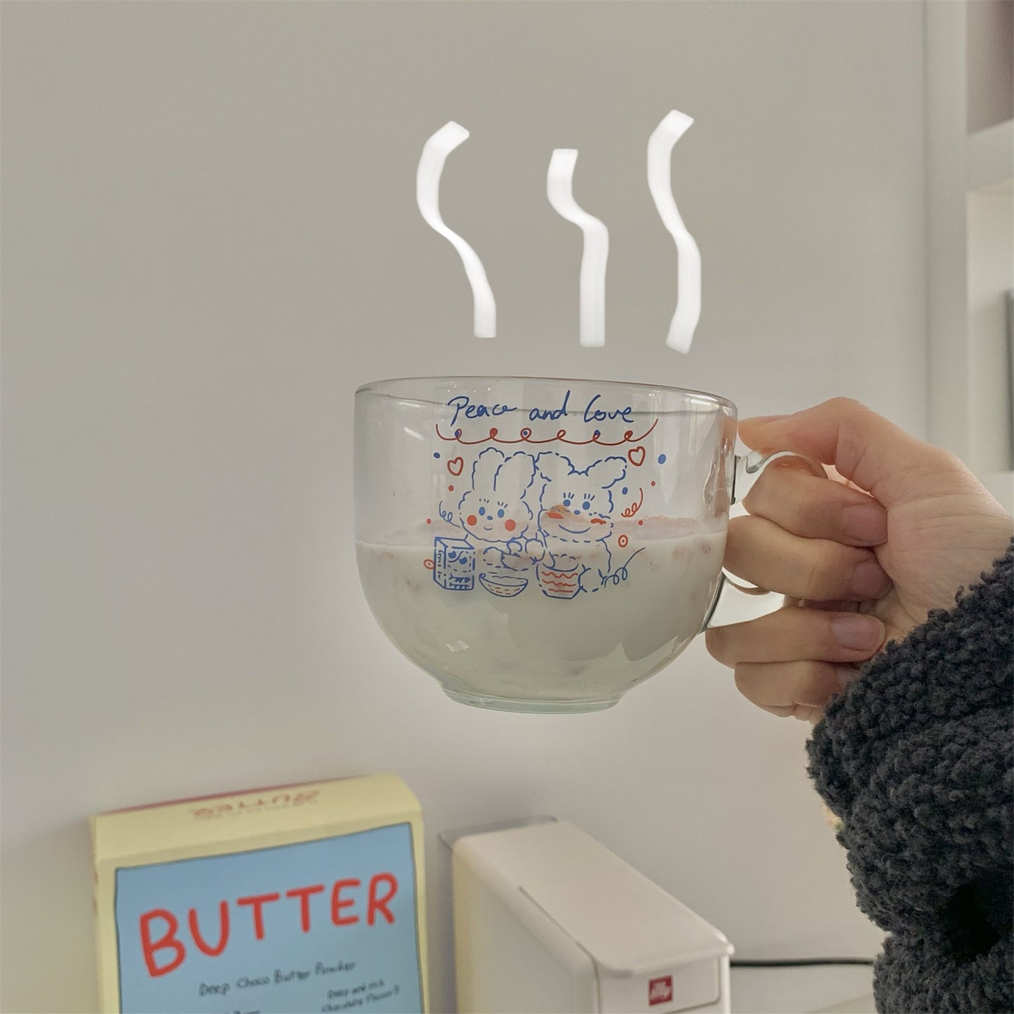 Large Capacity Bring A Glass Breakfast Milk Cup Japanese Girl Cup