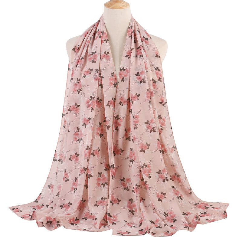 Breathable Chiffon Small Floral Long Towel