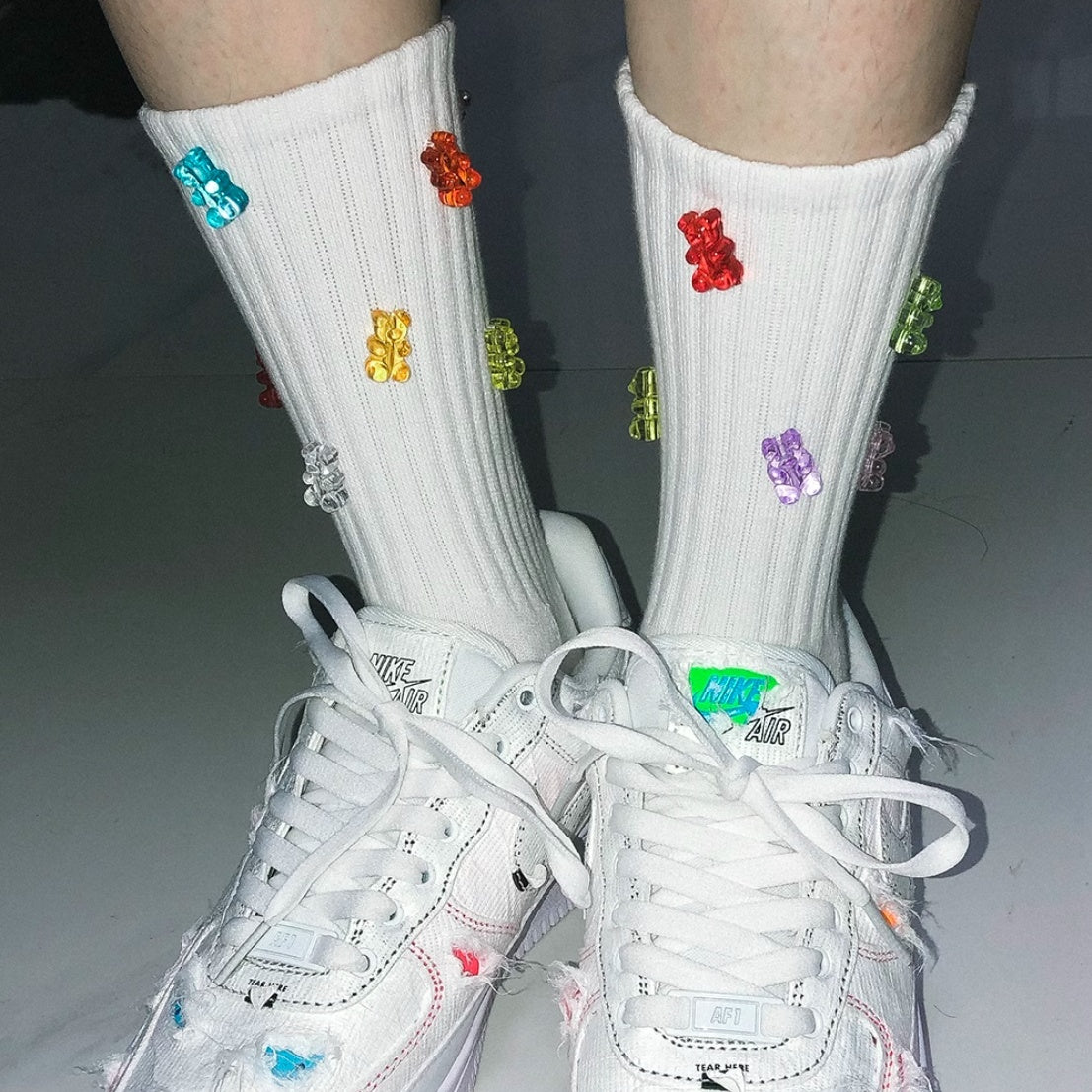 Colorful Cute Bear Three-dimensional Soft Candy Cotton Sports Mid-calf Socks