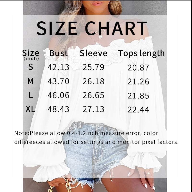 Women's Summer Off Shoulder Top Ruffle Long Sleeve Blouse Casual Loose Shirts
