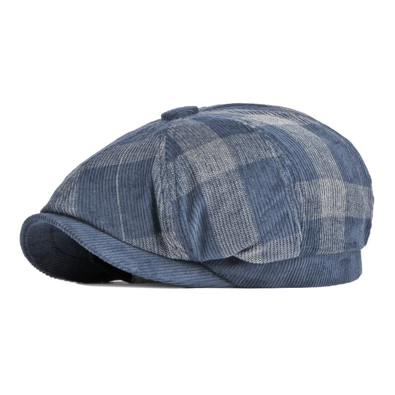 Women's Warm Fashion Plaid Corduroy Beret