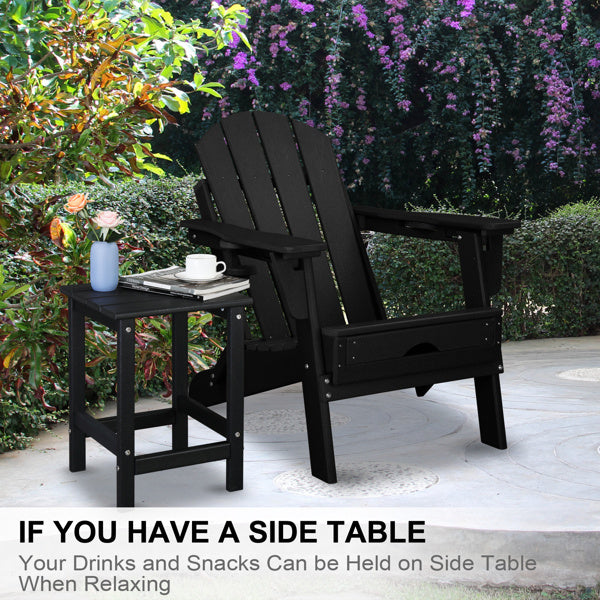 38x38x45.5cm Single Layer Square Black HDPE Side Table