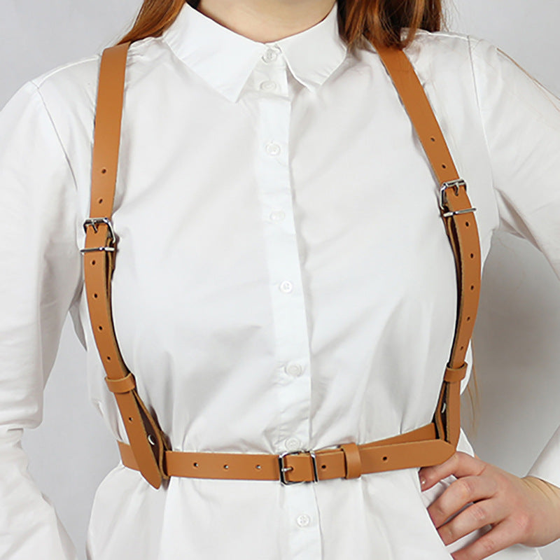 Punk PU Corset Waist Body Harness Bandage Sexy Commuter Belt