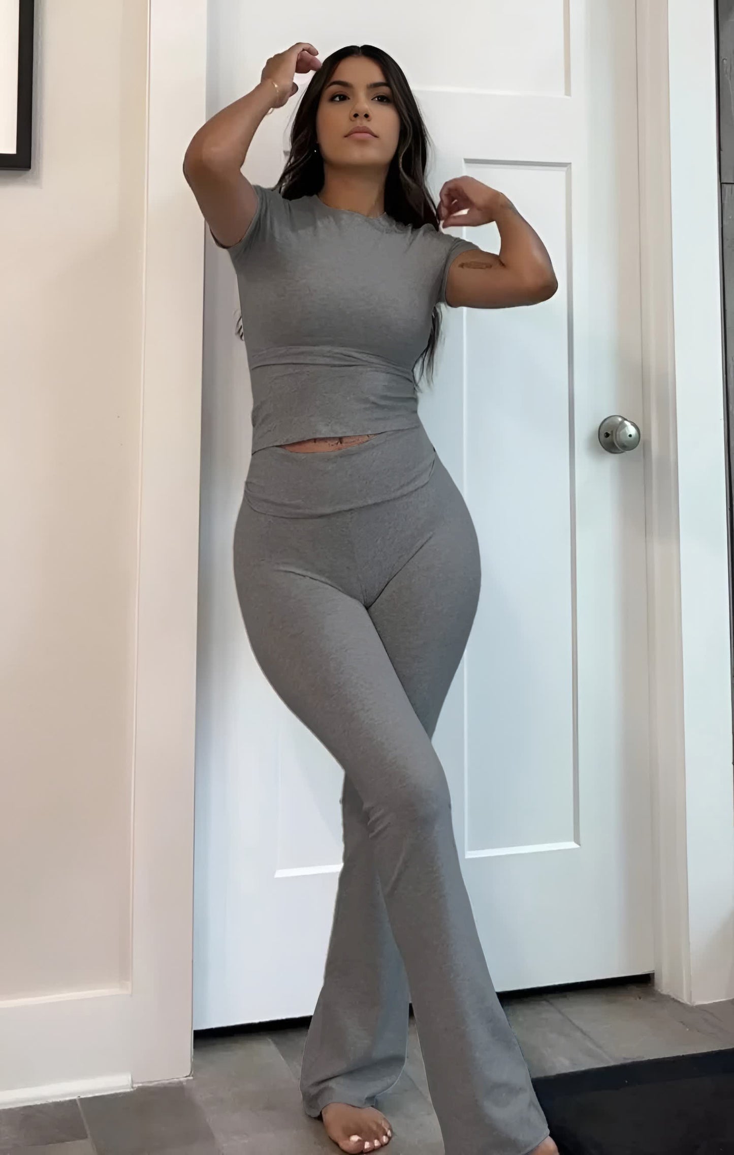 Short Sleeved Wide Leg Pants