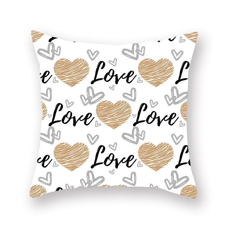 Golden Valentine's Day Peach Skin Pillowcase