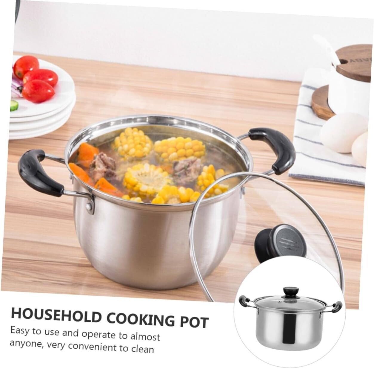 5PCS Stainless Steel Saucepan Induction Cooking Pot Cooker Cookware Kitchen