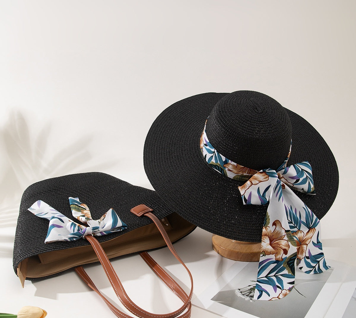 Seaside Vacation Sun Protection Straw Hat Bag Set
