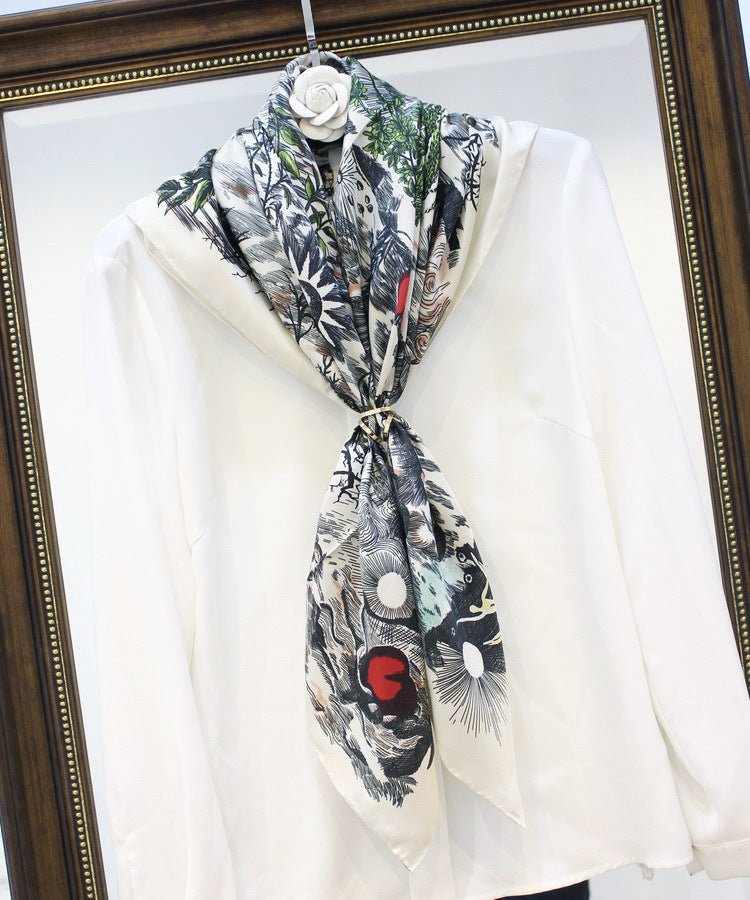 Sweet Temperament Silk Scarf Women