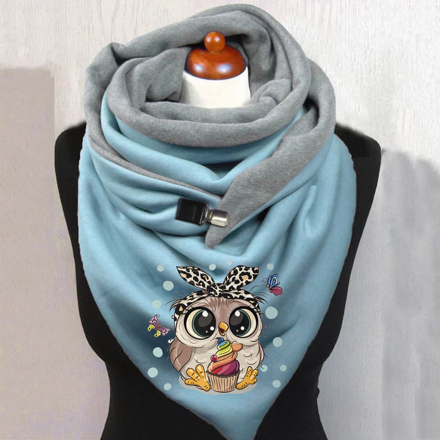 Women's Graceful And Fashionable Cotton Warm Button Scarf