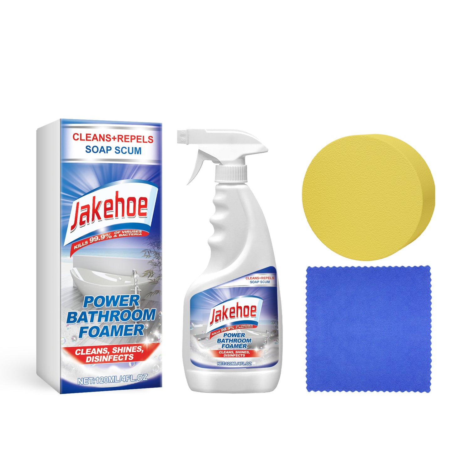Jakehoe Bathroom Foam Cleaner Toilet, Toilet, Bathtub, Wash Basin, Tile Stain Remover, Descaling Cleaning Spray