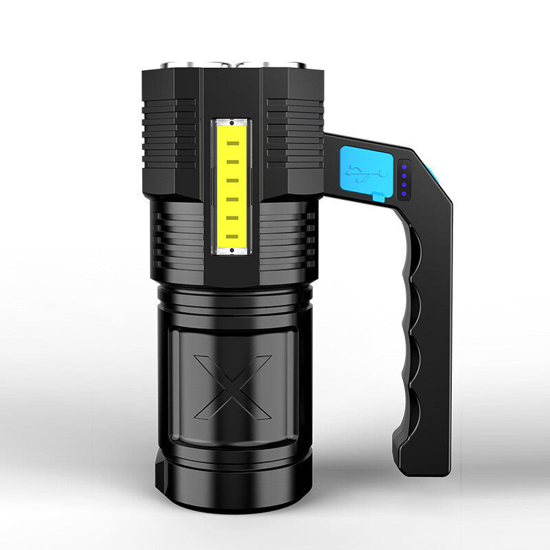 LED Flashlight USB Rechargeable Torch COB Spotlight Camping Light High Lumens Emergency Lamp 4 Modes Waterproof Work Light