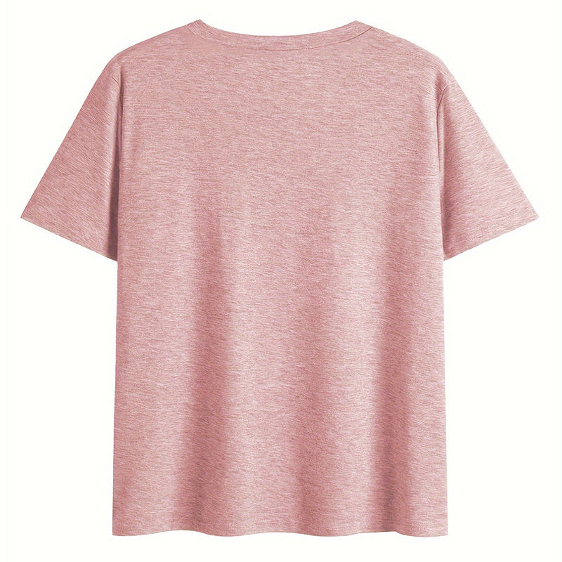 Women's V-Neck Letter Print T-Shirt - Comfortable Casual Summer Top