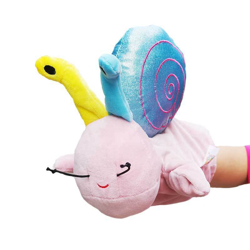 Plush Toy Snail Hand Puppet Doll Story Telling Game Props Parent-child Gloves