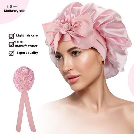 Simple Wide Ribbon Adjustable Silk Nightcap