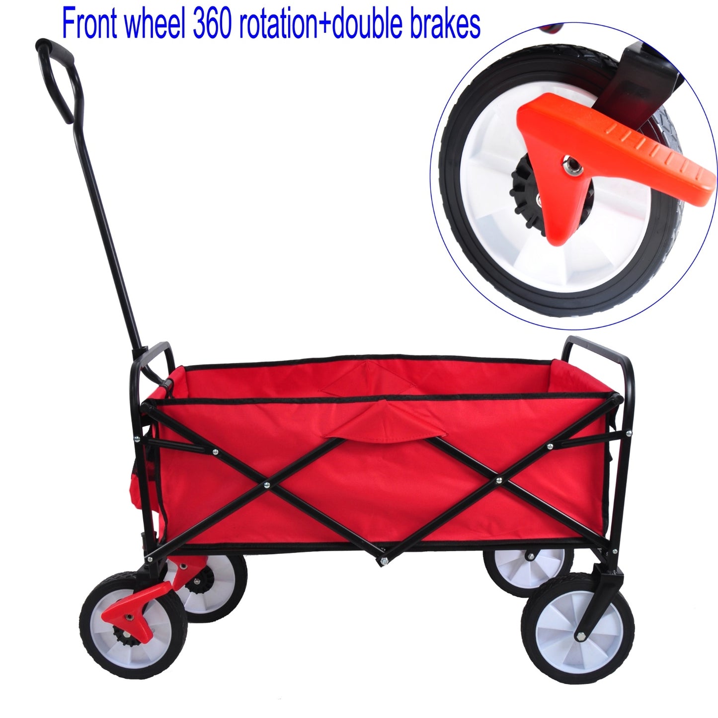 Folding Wagon Garden Shopping Beach Cart  Red