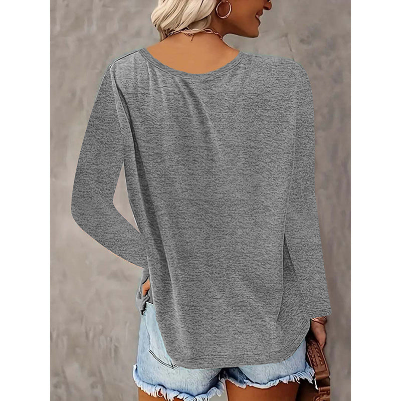 5 Pack Women's Long Sleeve T Shirts, Casual V Neck Tunic Tops Basic Loose Solid Blouses Outfit