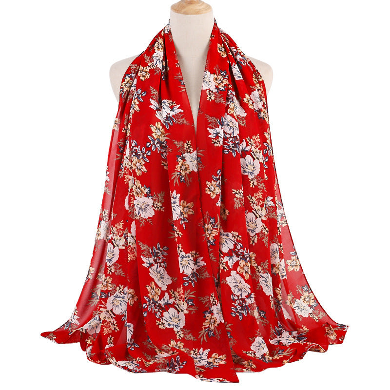 Breathable Chiffon Small Floral Long Towel