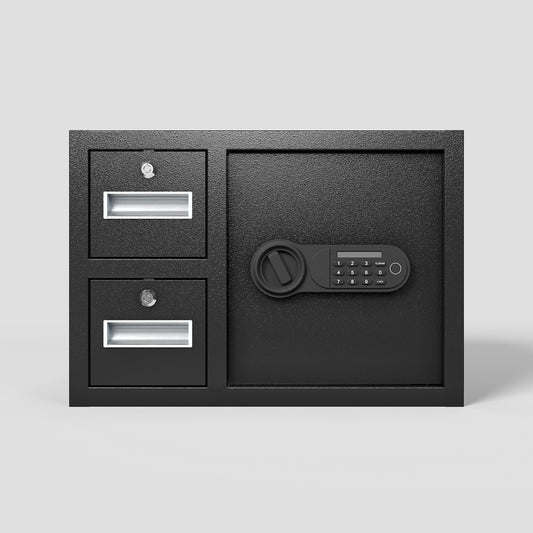 Steel Security Safe And Lock Box With Electronic Keypad - Secure Cash, Jewelry, ID Documents, Black,1.85 Cubic Feet