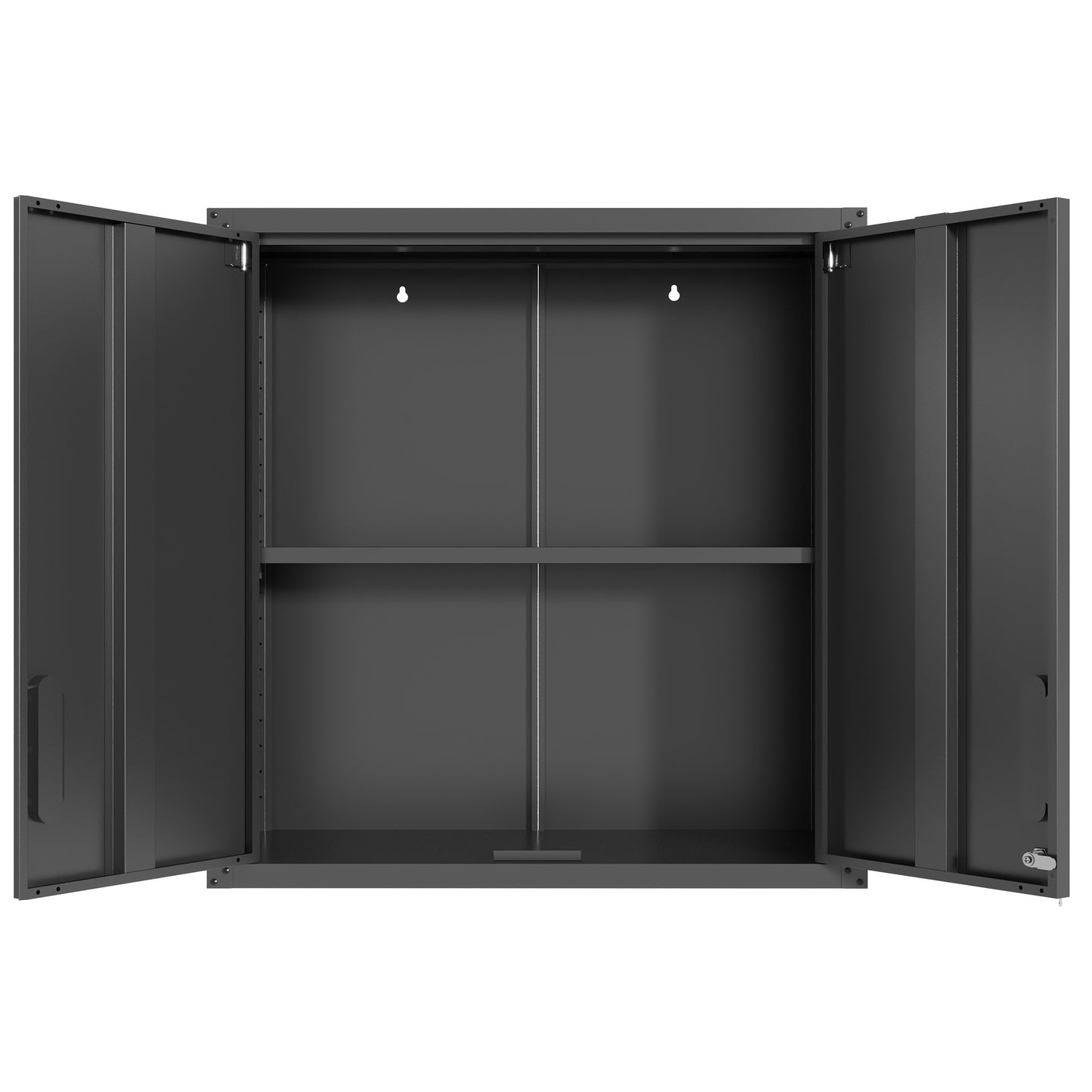 Metal Wall-Mounted Tool Storage Cabinet With 2 Locking Door 1 Adjustable Shelf 1 Opened Drawer For Garage Warehouse,Office,Assembly Required