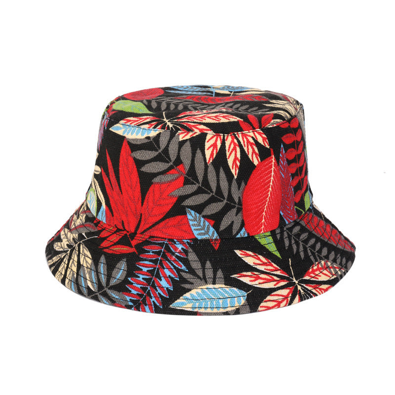 European And American New Printing Bucket Hat Women's Spring And Summer Canvas Hat Travel Beach Double-sided Wear Bucket Hat Generation Hair