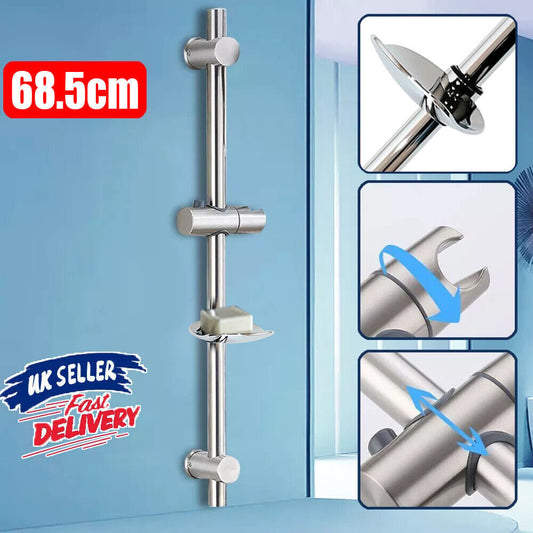 Shower Riser Rail Kit Slider Adjustable Chrome Head Holder Bracket Bathroom Set