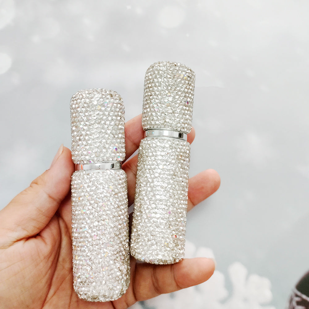 2pcs 10ml Shiny Perfume Travel  Bottle High End Perfume  Sub-bottling Glass Bottle Filling Travel Portable Mini Perfume Spray Bottle With Drill Perfume Empty Bottle