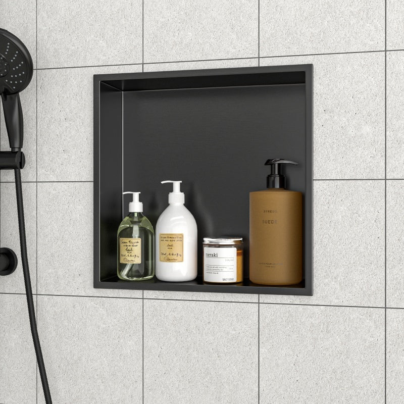 15 X 15 In Stainless Steel Shower Niche - Gunmetal Black, Waterproof, Easy Installation, Corrosion-Resistant