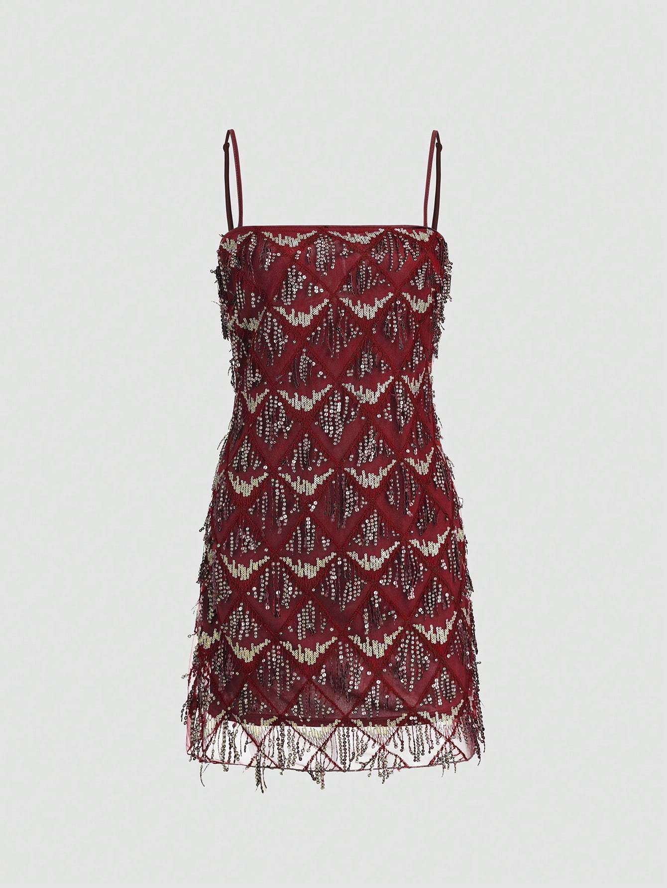 Women's Glitter Spaghetti Strap Formal Evening Party Dress