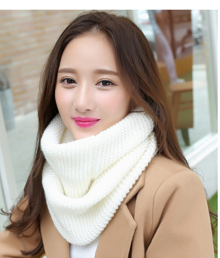 Wool Knitted Scarf Warm And Thick Solid Color