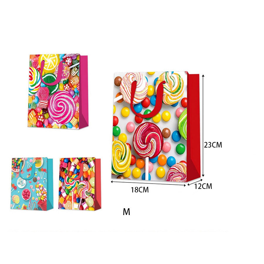 12 Pieces Of Exquisite Gift Bags, 3D Patch Powder Sprinkled Design, A Variety Of Styles, Suitable For Baby Gifts, Birthday Parties, Parties, Shopping And Other Occasions, Reusable