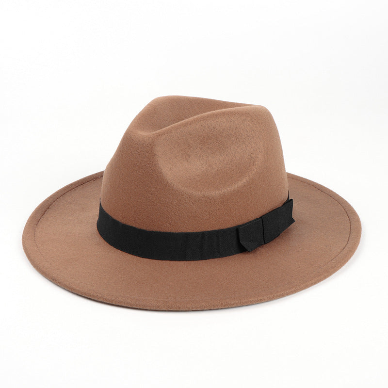 Woolen Fedora Hat Men's And Women's Big Brim Top Hat Felt Hat