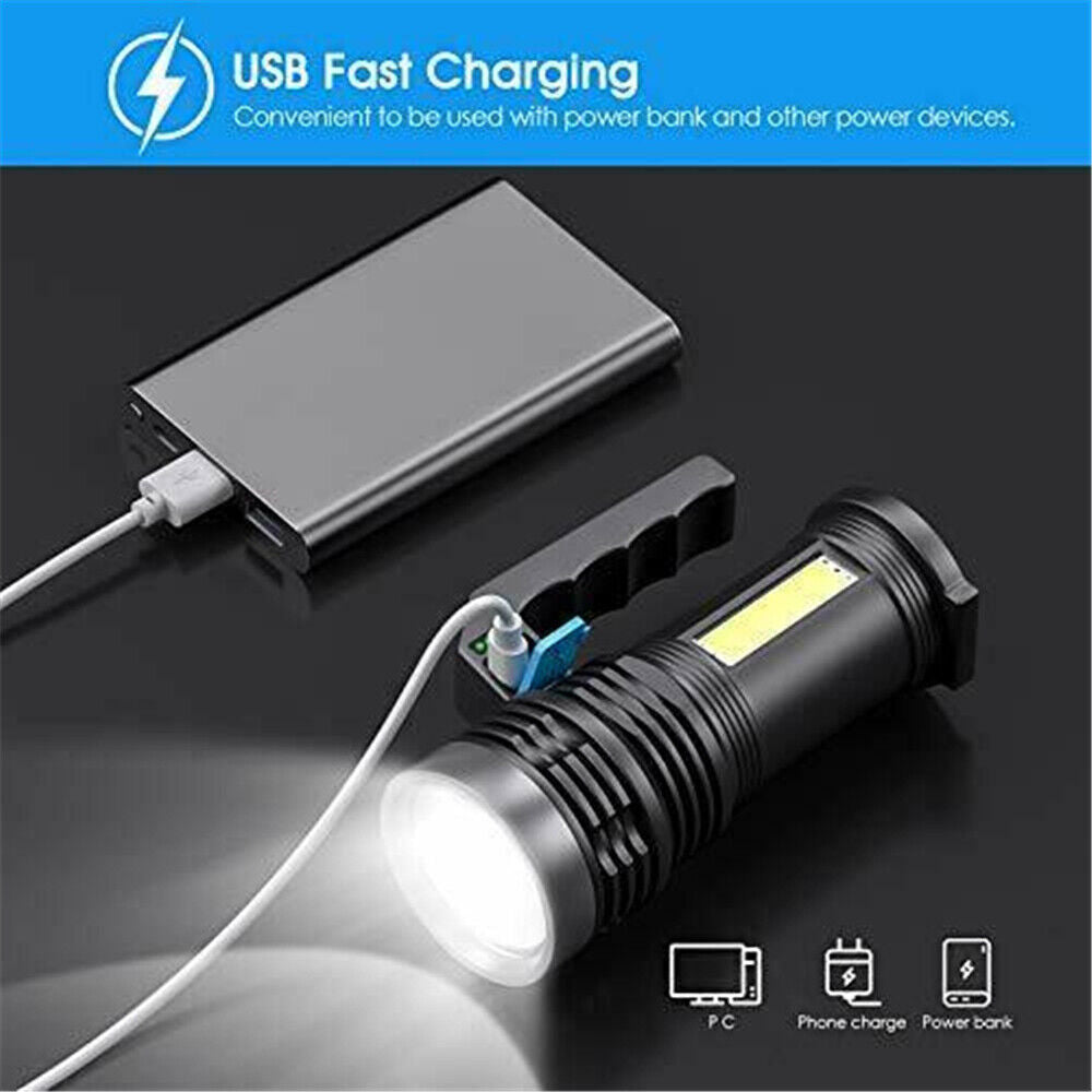 Super Bright 2200000LM LED Torch Tactical 4 Models USB Rechargeable Flashlight