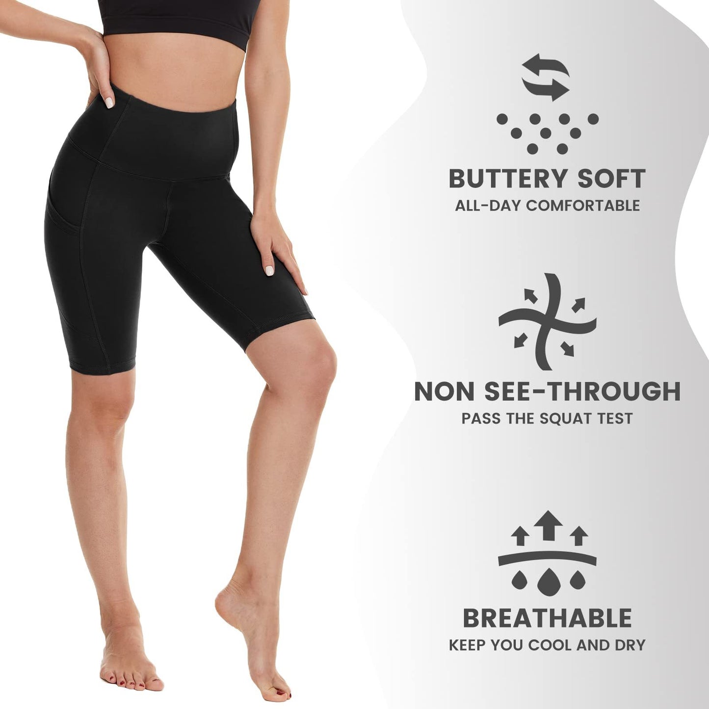 Yoga Pants - 5 Minutes High Waist 3 Pairs Of Black, Black Tie-dye, Dark Gray