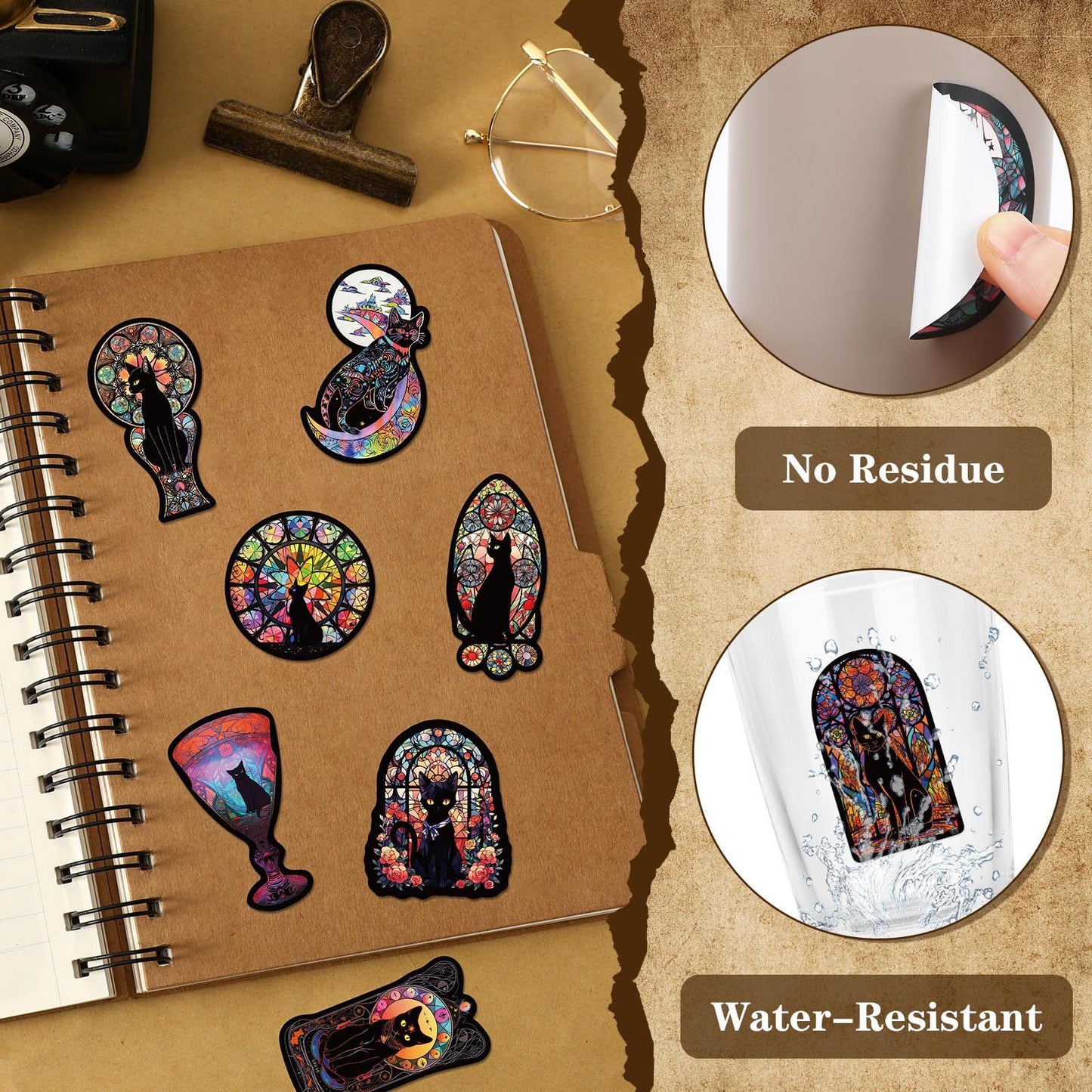 Gothic Black Cat Stickers, Graffiti Decals, Gothic Accessories, Scrapbook Stickers For Laptop, Skateboard, Water Bottle, Luggage, Phone, For Teens And Adults,Amazon Is Banned