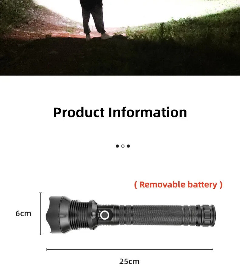 35000000LM Super Bright Powerful LED Flashlight Torch P90 Rechargeable Zoomable