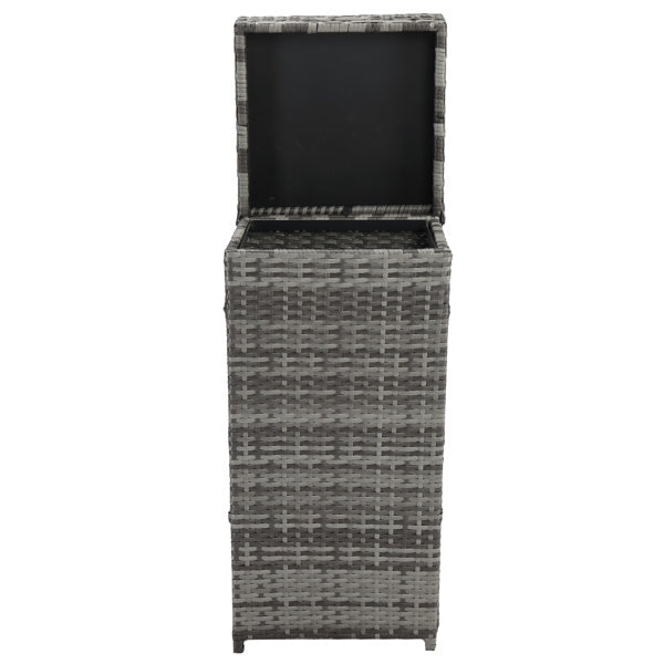 Gray Gradient Woven Rattan Trash Can With Top Cover