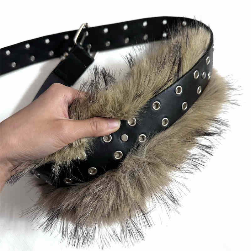 Retro Sub-culture Fur Stitching Belt Accessories Belt