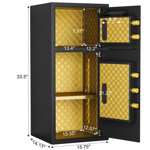 Large Double-door Coin-operated Safe,Digital Security Safe With Fireproof And Waterproof Bag,7.0 Cubic Feet Safe Box With Hidden Code Function For Home,Office And Hotel