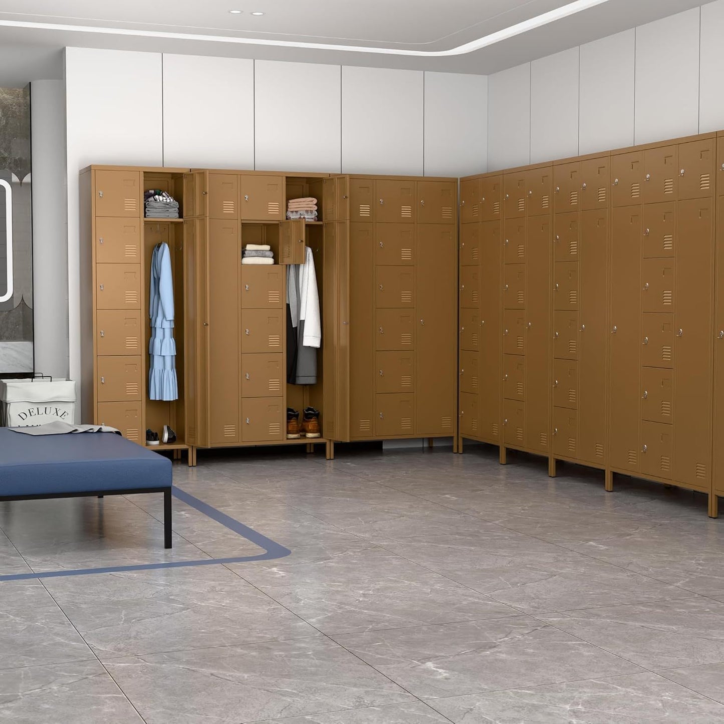 Metal Storage Lockers With Doors And Rod,Industrial Combination Employee Lockers For Office,Home Gym,School,Assembly Required,1Doors,Coffee