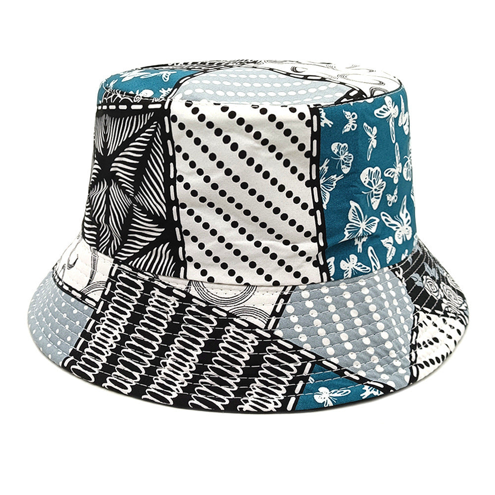 Geometric Bucket Hat Color Matching Printing Double-sided Wear Bucket Hat