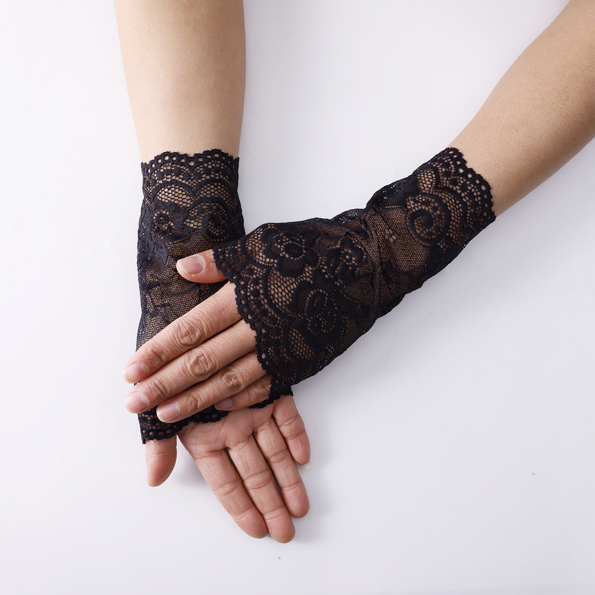 Summer Elastic Lace Short Gloves Sun Protection Driving