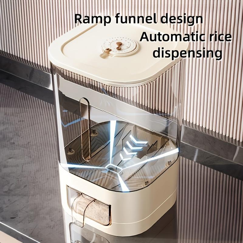 Automatic Rice Dispenser With Cup, Large Capacity Moisture-proof And Insect-proof Sealed Rice Storage Container, Suitable For Rice, Grains, Flour, Pet Food And Other Kitchen Supplies, Holiday Decorati