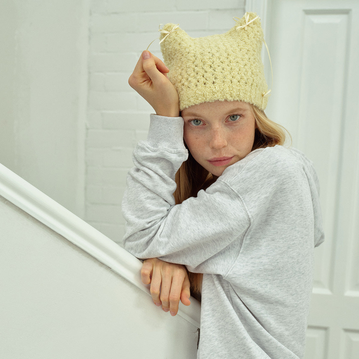 Niche Bow Hand Knotted Knitted Cute Girl Wool Hat