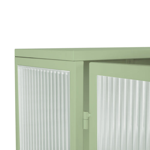 Glass Door Modern Two-door Wall Cabinet, Wall Cabinet With Characteristic Woven Pattern, Green Unavailable Platforms- Temu