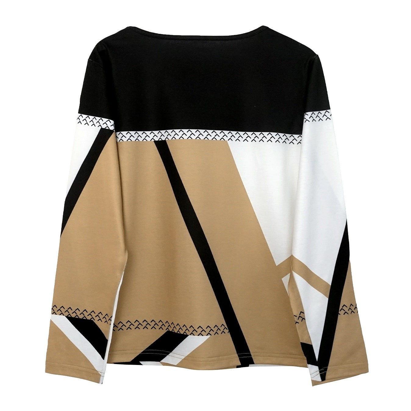 Ladies' Fashionable Casual Long Sleeved Patchwork Color T-shirt Top